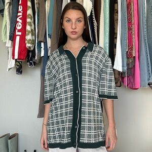 Abercrombie & Fitch Plaid Knit Button-Up Shirt